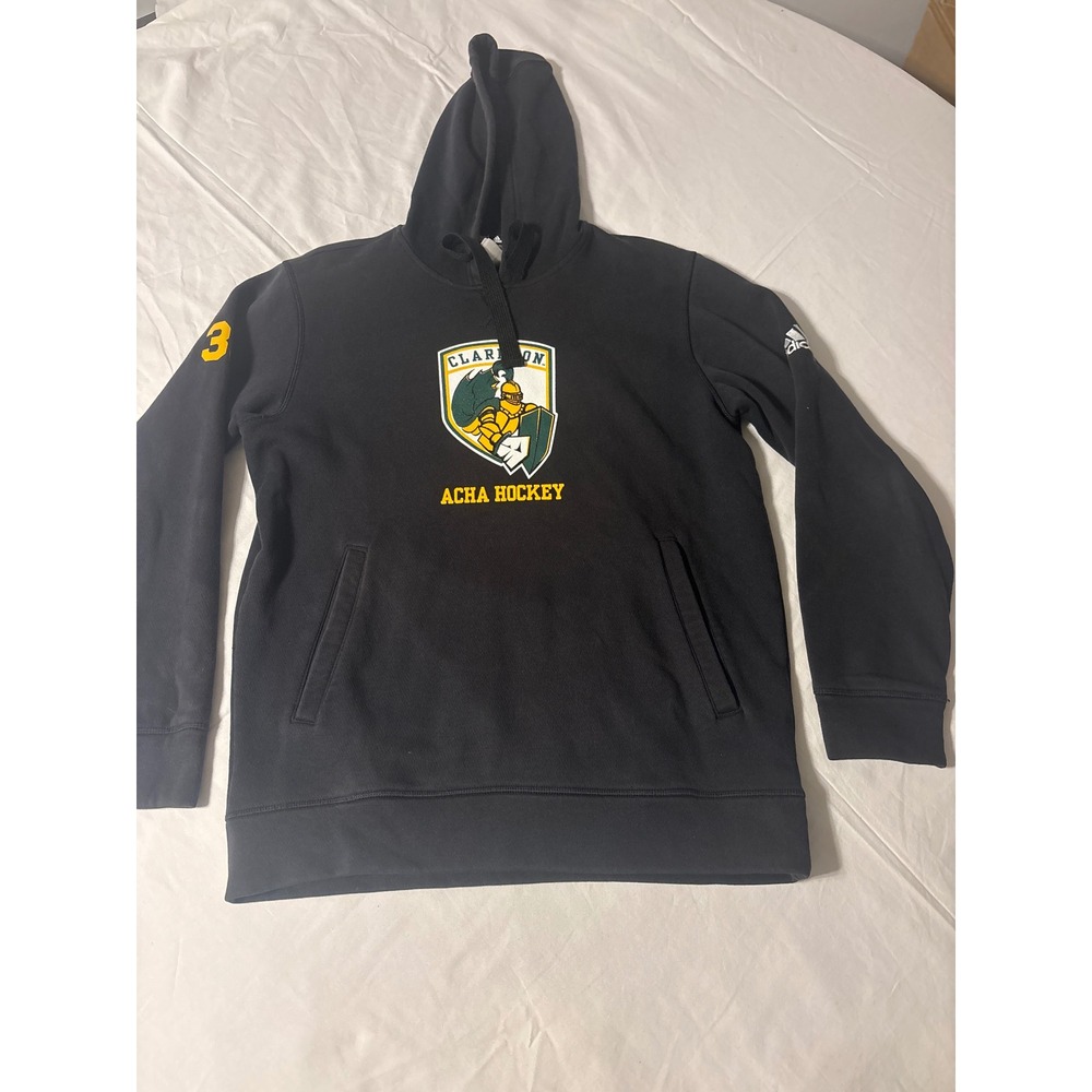 Adidas Clarion ACHA Hockey Hoodie Mens Medium Black Sport Graphic